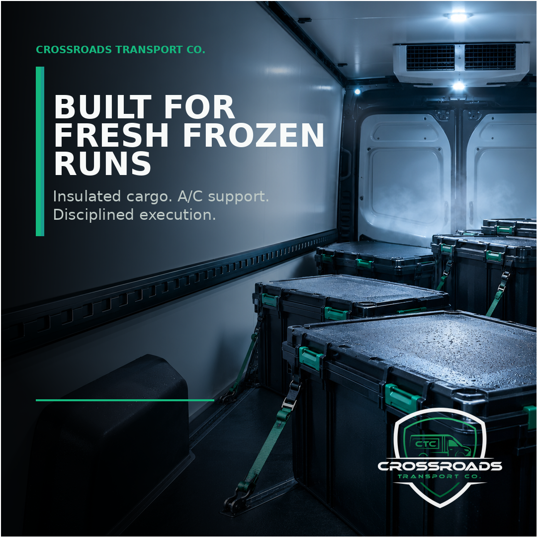 Insulated cargo cases prepared for fresh frozen transport